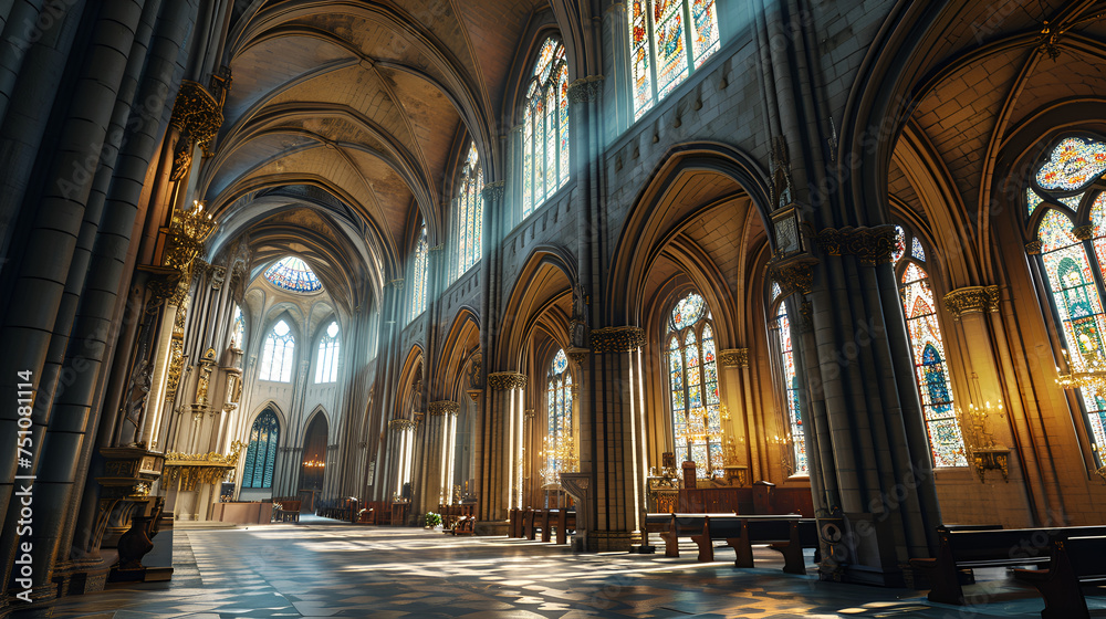 interior of the cathedral of st mary country, Generative AI