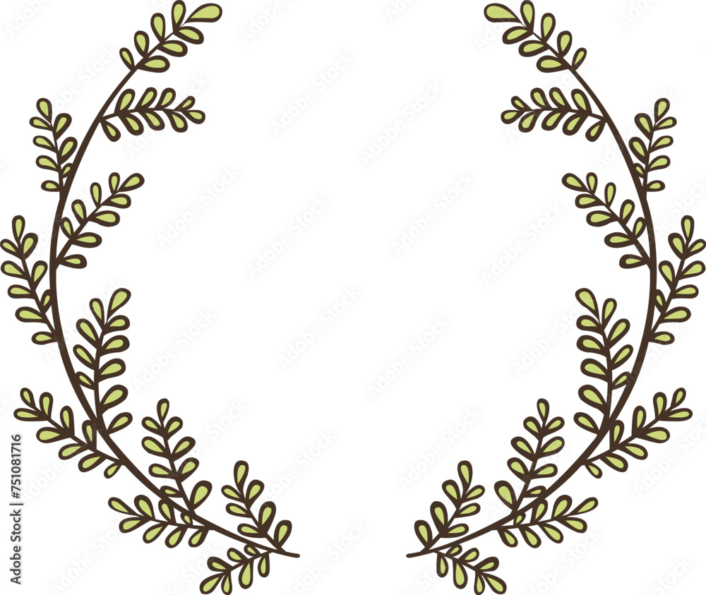 Abstract green leaves wreath illustration for decoration on nature and organic lifestyle
