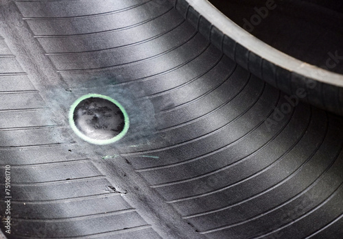 Εκτύπωση καμβά Repair marks, in skin tire patching close up