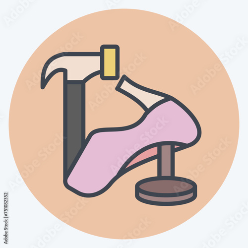 Icon Hammer. related to Shoemaker symbol. color mate style. simple design editable. simple illustration