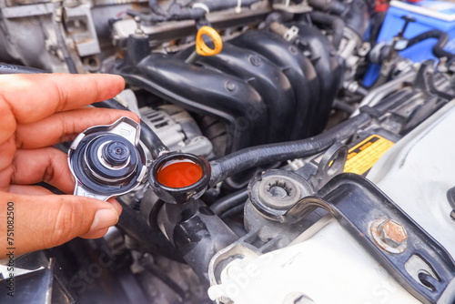  Maintenance of Car radiator at the car engine  photo