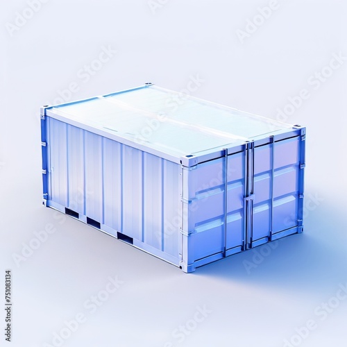 Glossy stylized glass icon of cargo, container, shipping, box, storage, warehouse, store, transportation, goods
