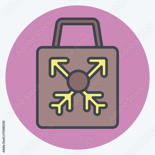 Icon Shopping Bag. related to Hipster symbol. color mate style. simple design editable. simple illustration