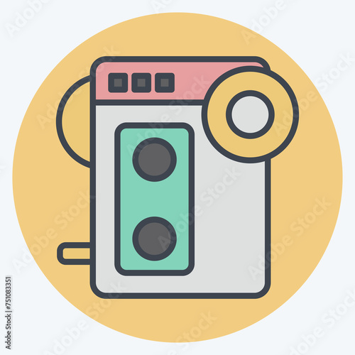 Icon Walkman. related to Hipster symbol. color mate style. simple design editable. simple illustration