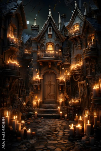 Magic Fairy Tale Castle Magical Magical Magical Magical Fairy Tale Castle Magical Magical Magical Halloween background 3D illustration