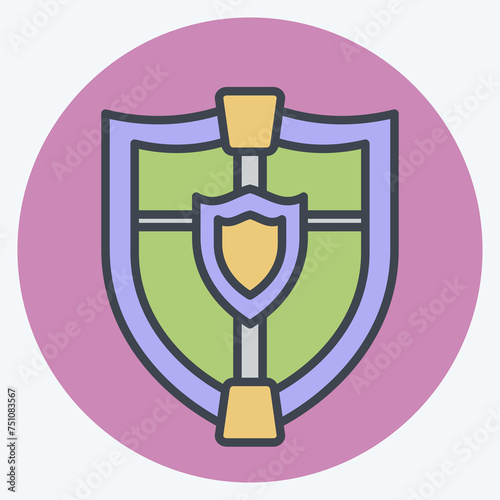 Icon Shield. related to Weapons symbol. color mate style. simple design editable. simple illustration