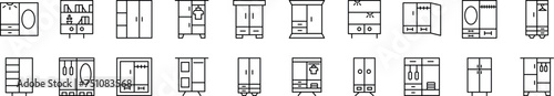 Bundle of linear symbols of furniture. Editable stroke. Linear symbol for web sites, newspapers, articles book