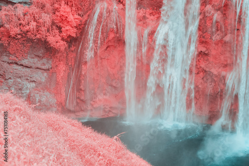 Infrared photography of waterfall photo