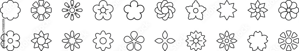 Flower line Icons collection. Editable stroke. Simple linear illustration for web sites, newspapers, articles book