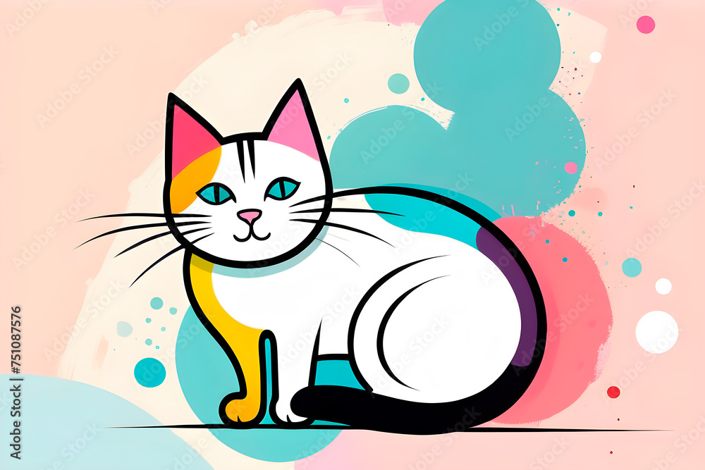 Fototapeta premium Colorful illustration cat