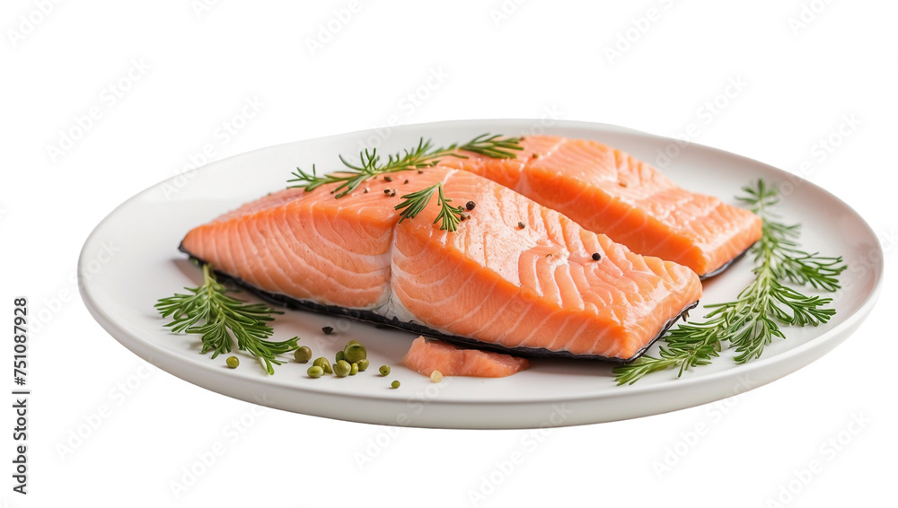 Salmon steak isolated on transparent background