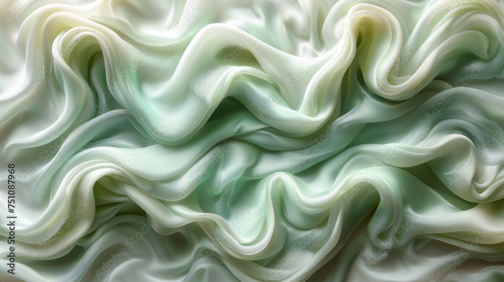 Obraz premium Soft Embrace: Pastel Green Fabric Evokes Serenity and Comfort_Generative AI