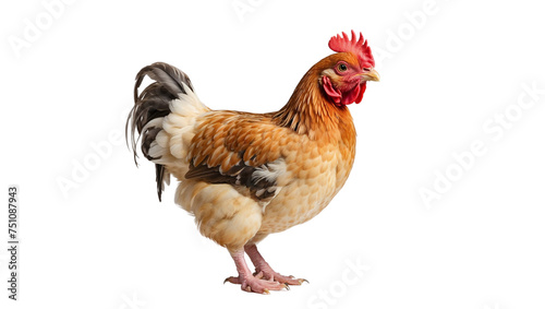 shortlegged Bantam chicken isolated on transparent background photo