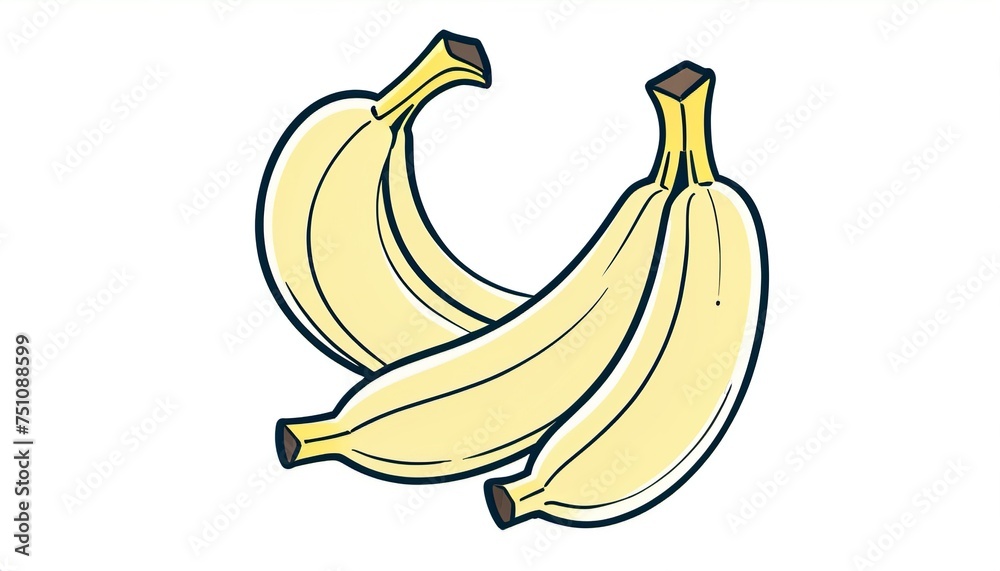 Stylish Banana Icon in Doodle Sketch Lines