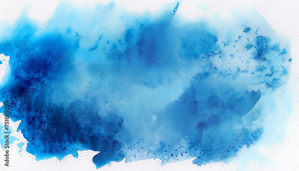 Abstract blue watercolor texture background, Grunge watercolor paint splash and stains