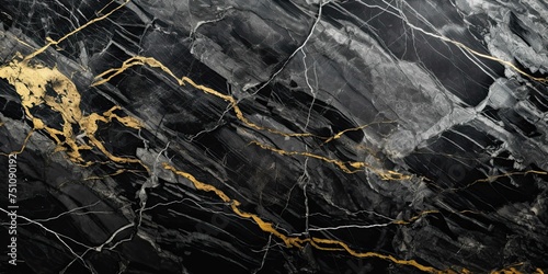 Black marble block texture with copper veins background © Ferdous