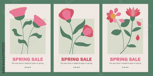 Spring Flower Illustration Promotion Poster, Spring Flower Pattern Fabric，Spring flower illustration poster, floral design, shading background