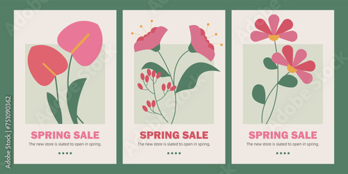 Spring Flower Illustration Promotion Poster, Spring Flower Pattern Fabric，Spring flower illustration poster, floral design, shading background