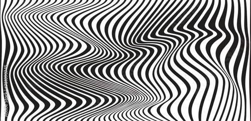 optical art abstract background wave design black and white. Vector illustration.