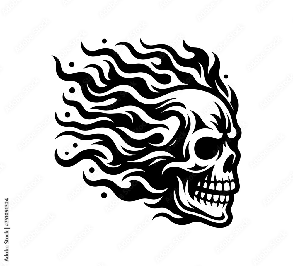Fire Skull Vector Vintage Logo