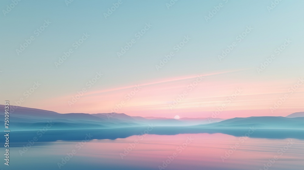 A serene 4K HD landscape with subtle gradients and uncomplicated shapes, offering a peaceful and modern digital canvas for a minimalist desktop.