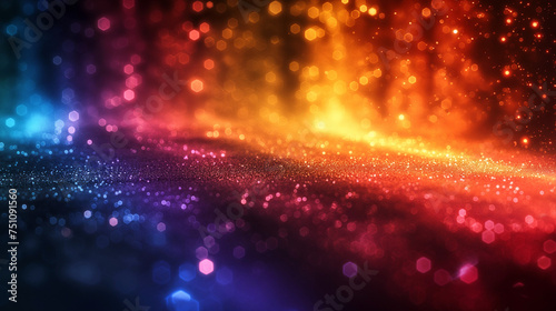 Colorful streaks of lights in rainbow color with black background