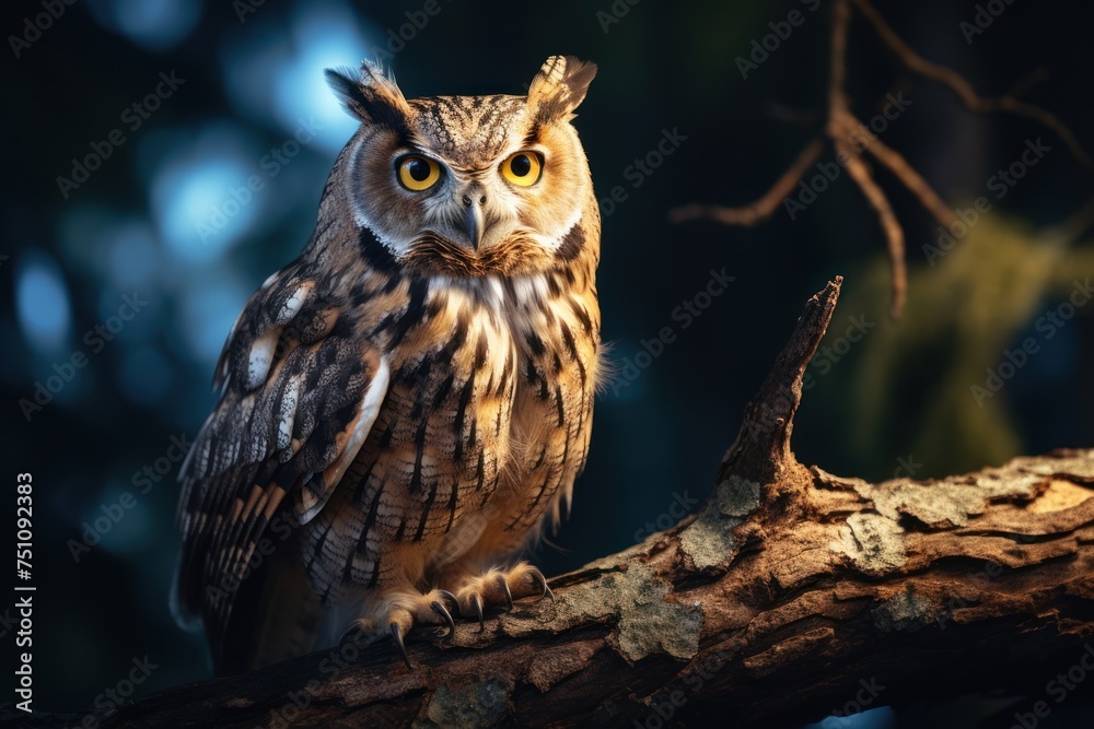 owl perched on a branch It conveys intelligence. and mystery owl perched on a branch It conveys intelligence. and mystery