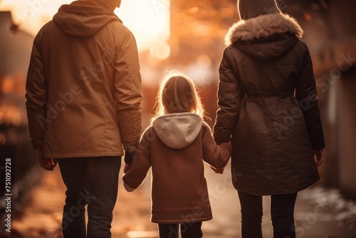 warm family Parents and children hold hands conveys love and engagement photo