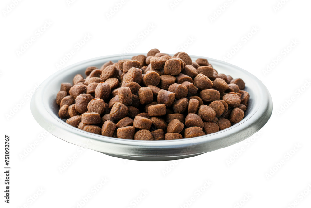 Dry dog food in bowl isolated on transparent white background. Dry dog food in bowl isolated on transparent white background.