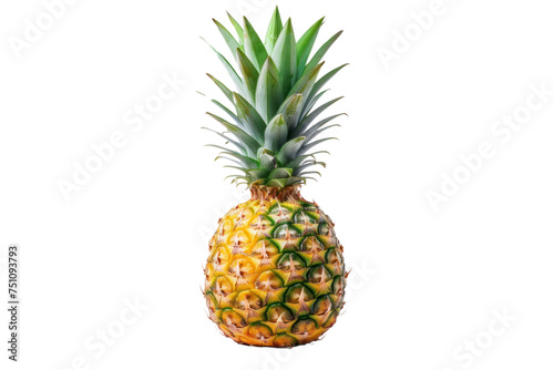 Pineapple fruit. Yellow pineapple isolated on transparent background.