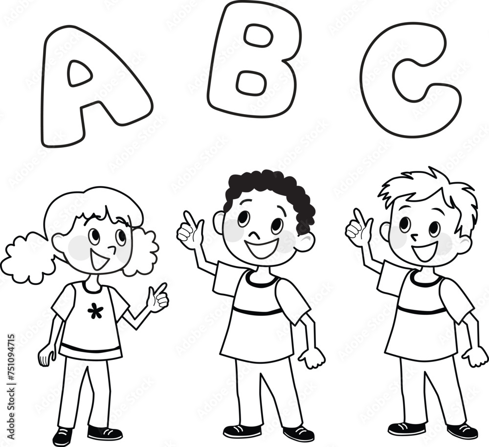 Children with ABC letters. Alphabets.Vector Illustration. Children with ABC letters. Alphabets.Vector Illustration.