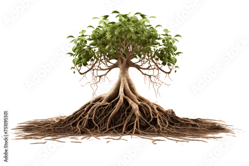 3D image showing a plant's root system Isolated on transparent background. photo