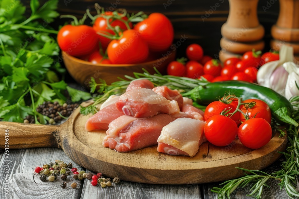 Chicken meat and vegetables