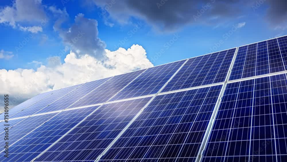 Time lapse of solar panels and cloudscape in summer Time lapse of solar panels and cloudscape in summer