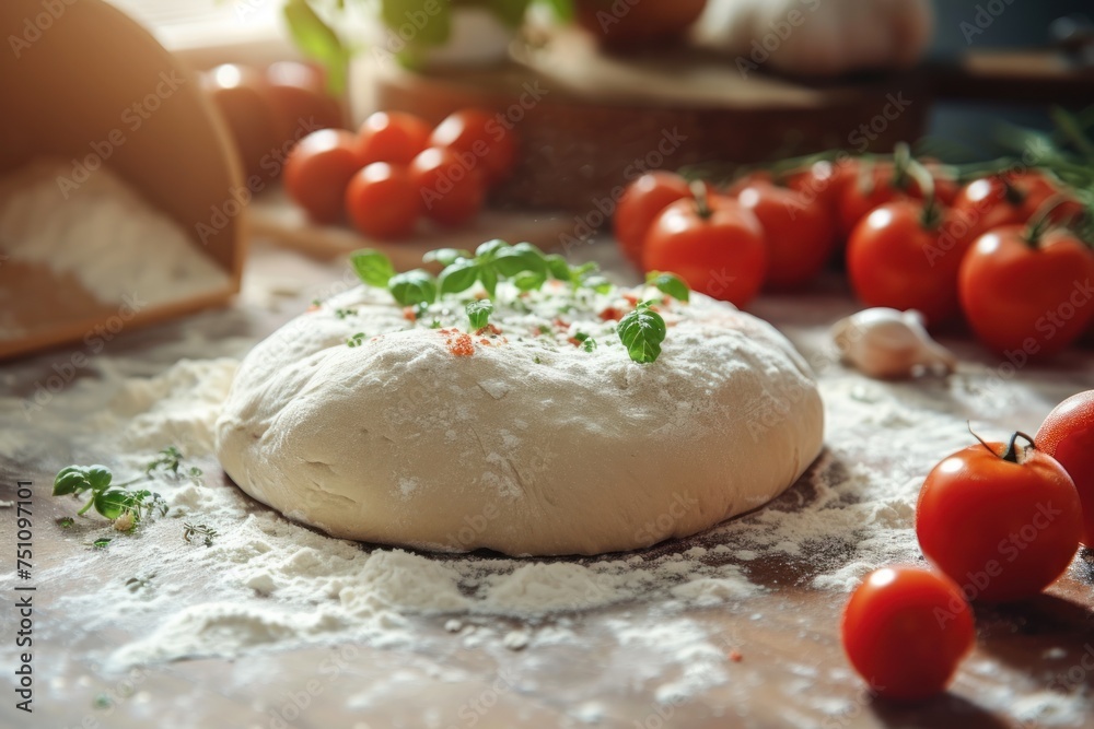 Pizza Dough on Flour Pizza Dough on Flour