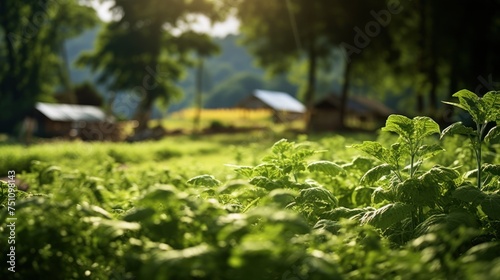 Beautiful farm, shady, green,Demonstrate freshness, safety and health