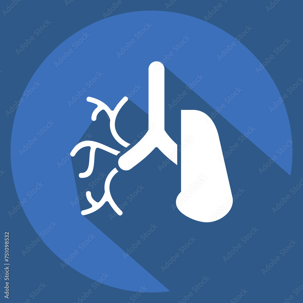 Icon Bronchus. related to Human Organ symbol. long shadow style. simple design editable. simple illustration