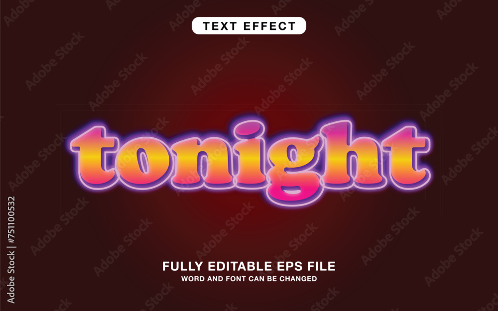 Neon style editable text effect eps files