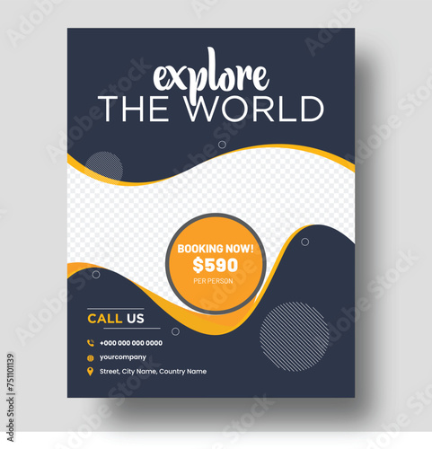 Travel Flyer, explore flyer, tour flyer and tour promotion flyer collection design template