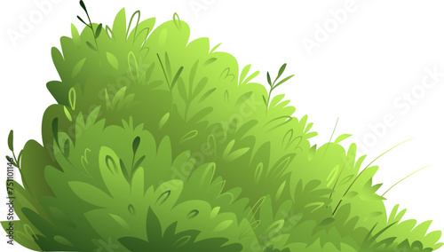 Cute green bush from the forest cartoon, isolated nature object for kids design. Fluffy bush with leaves and branches isolated clipart. Vector hand drawn illustration in watercolor style for children.