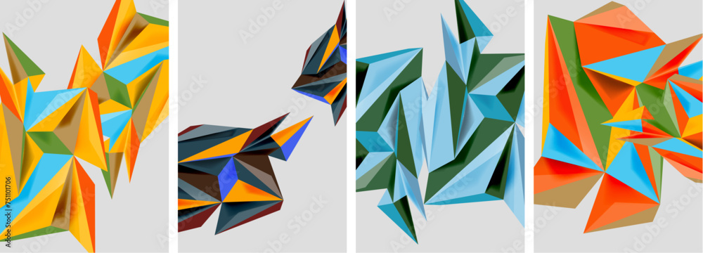 Set of mosaic triangle pattern abstract posters. Vector illustration For Wallpaper, Banner, Background, Card, Book Illustration, landing page