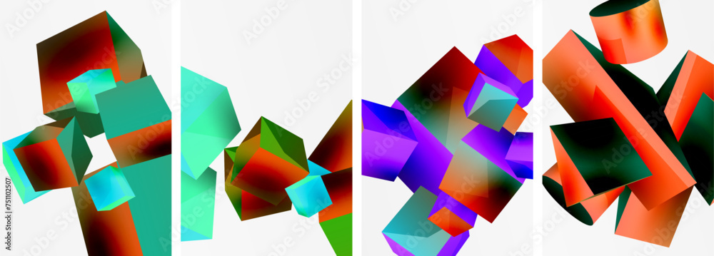 Composition of 3d cubes and other geometric elements background design for wallpaper, business card, cover, poster, banner, brochure, header, website Composition of 3d cubes and other geometric elements background design for wallpaper, business card, cover, poster, banner, brochure, header, website