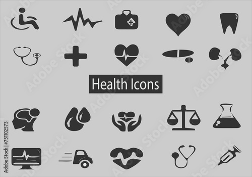 Health icons Medical icons Happy world health day