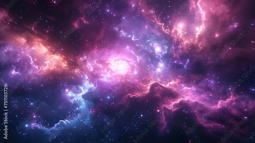 Atmospheric Galaxy Panorama Contemporary Pink