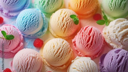 Assorted of scoops ice cream Colorful set