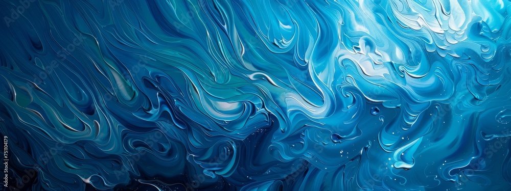 Abstract painting with swirling blue patterns, reminiscent of ocean waves, ideal for contemporary art pieces and creative backgrounds.
Abstract painting with swirling blue patterns, reminiscent of ocean waves, ideal for contemporary art pieces and creative backgrounds.