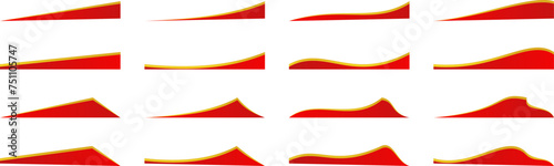collection of red gold line border ornaments. vector divider for poster, greeting card, brochure, banner, charter.