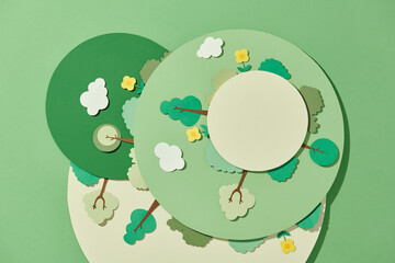 arround the world circular panorama park forest view miniature