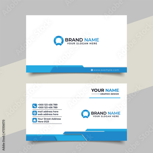 Creative modern professional blue business card and name card horizontal simple clean template vector design