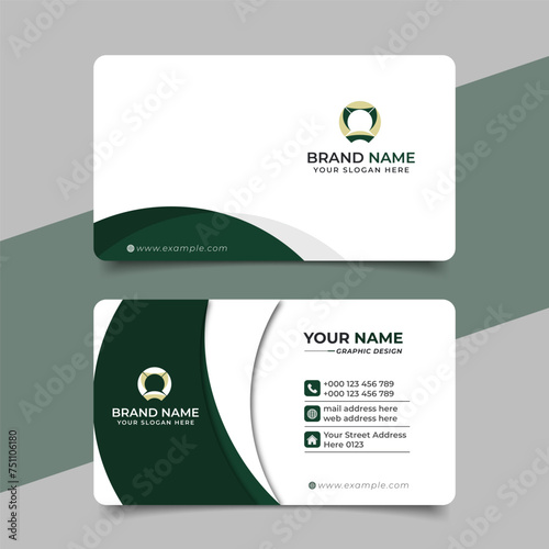 Creative modern professional green business card and name card horizontal simple clean template vector design